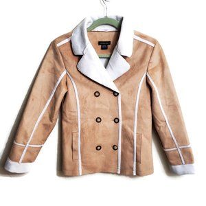 CALVIN KLEIN JEANS Faux Suede Tan White Jacket L